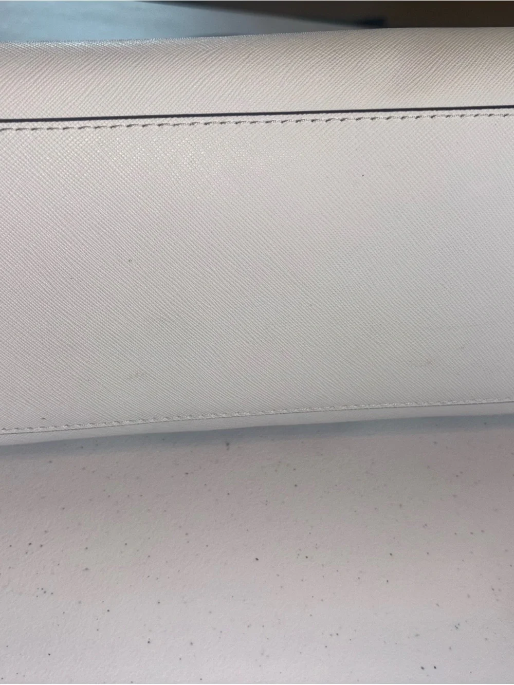 Michael Kors White Studded Saffiano Satchel with Silver Hardware